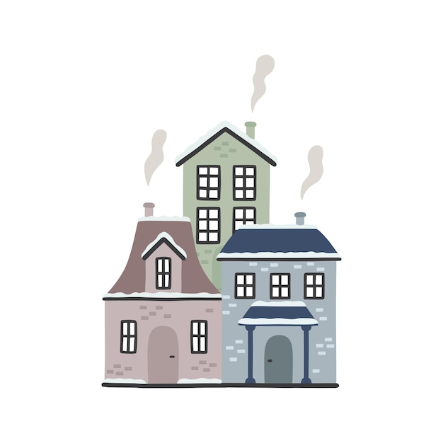 Vector cartoon winter houses