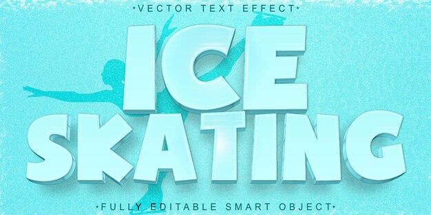 Cartoon winter sport ice skating vector fully editable smart object text effect