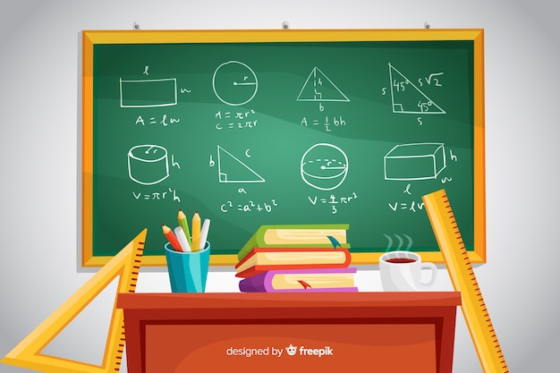 Cartoon wiskunde achtergrond met schoolbord