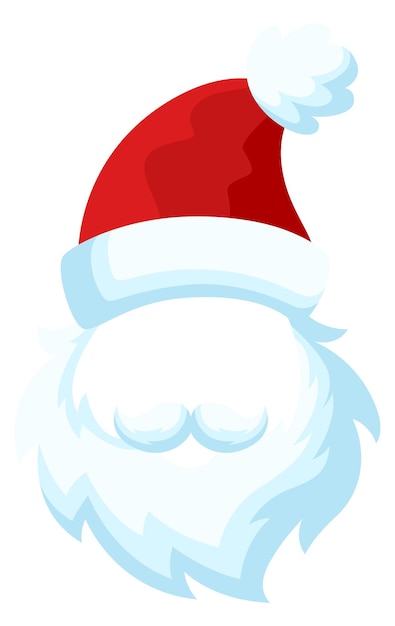 Cartoon witte baard met rode kerstmuts santa symbool