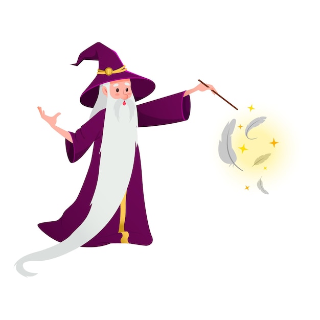 Vector cartoon wizard character