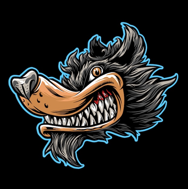 cartoon of wolf head