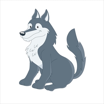 Cartoon Wolf Sitting On White Background Stock Illustration - Download  Image Now - Wolf, Cartoon, Cute - iStock