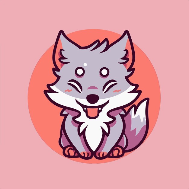 A cartoon wolf with a pink background