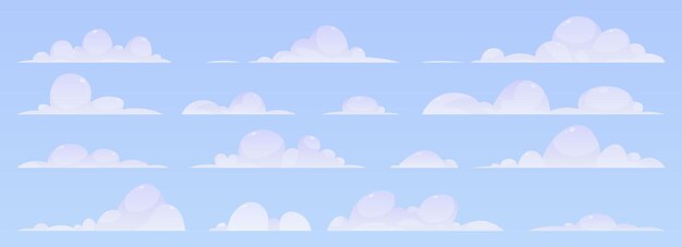 Cartoon wolken collectie vector illustratie geïsoleerd op witte achtergrond