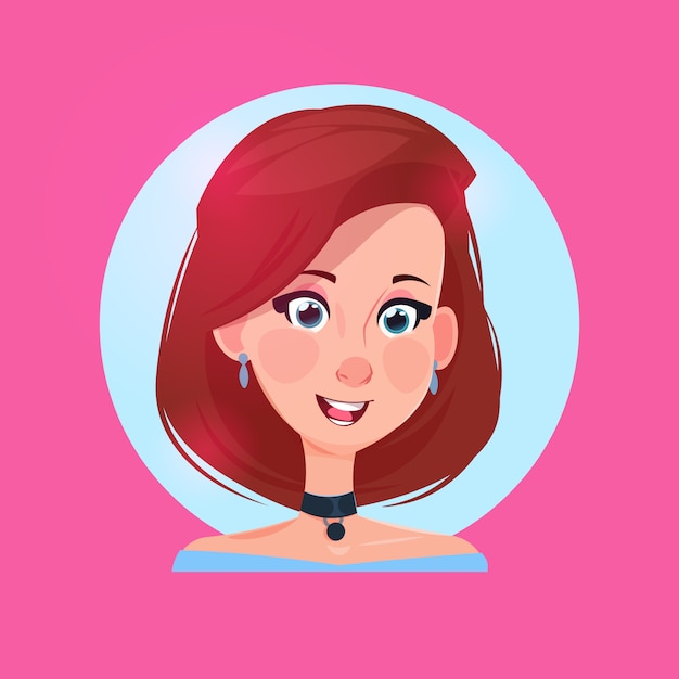 Vector cartoon woman avatar profile icon for web