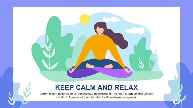 cartoon woman character in lotus position