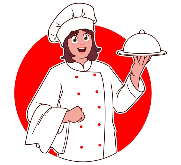 Vector cartoon woman chef