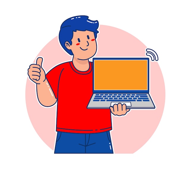 Cartoon Woman holding a laptop