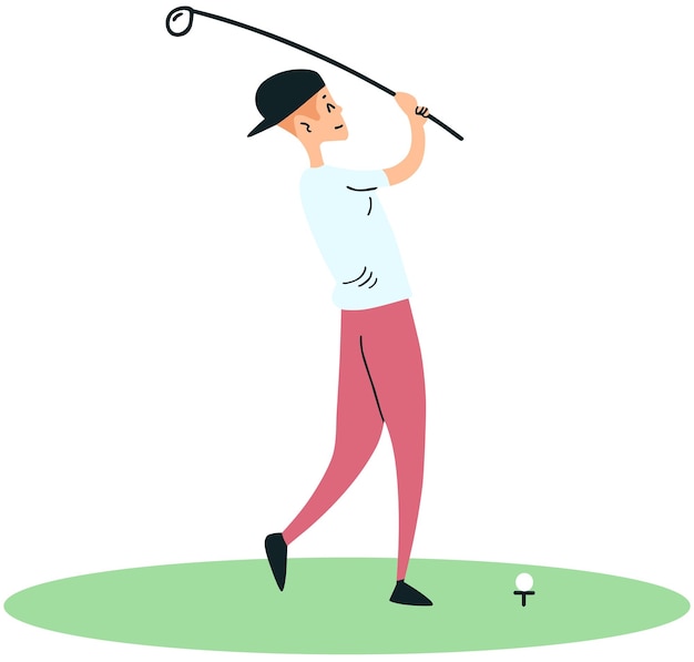 A cartoon of a woman playing golf