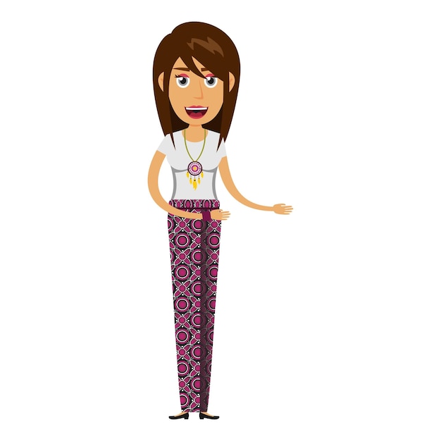 cartoon woman wearing batik dress 2