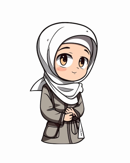 A cartoon of a woman wearing a hijab.