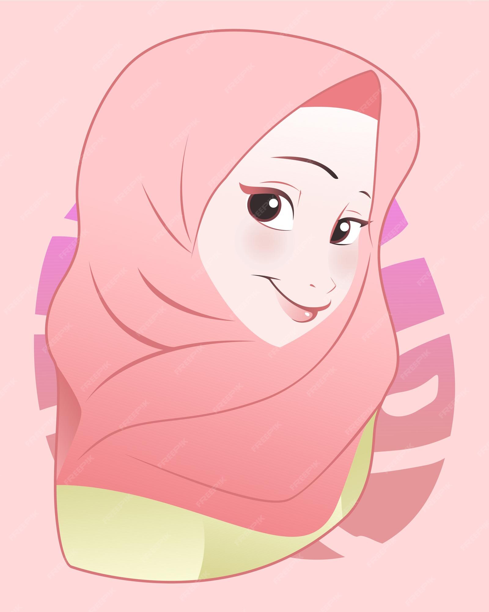 Premium Photo  A cartoon of a girl wearing a hijab and a scarf