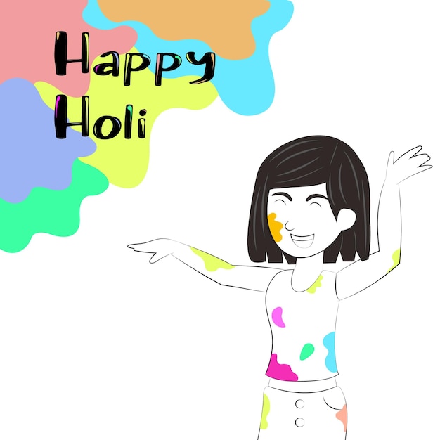 Vector a cartoon of a woman with a colorful background that says happy holidays