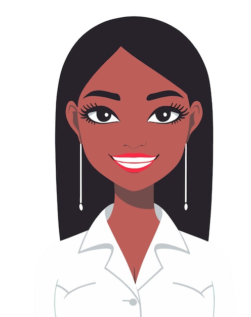 A cartoon of a woman with a smile on her face