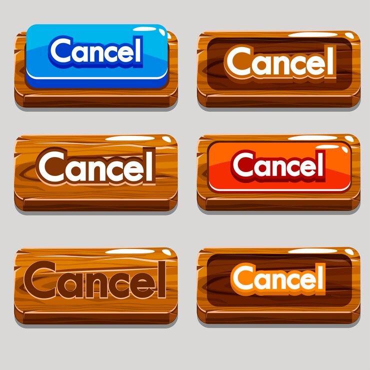 Vector cartoon wood buttons cancel for game