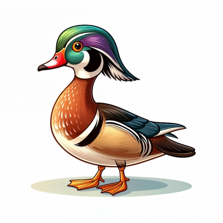 Vector cartoon wood duck vector illustration