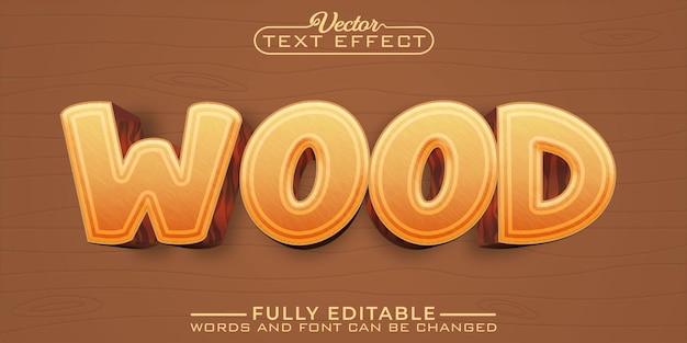 Cartoon wood vector editable text effect template