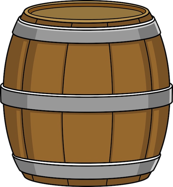 Cartoon Wooden Barrel Vector Hand Drawn Illustration Isolated On Transparent Background