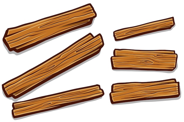 Vector cartoon wooden blank planks or boards set