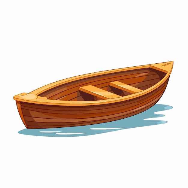 Vector cartoon wooden canoe boat