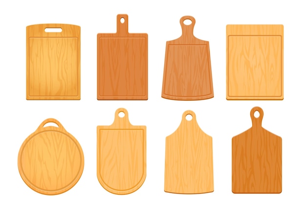 Vector cartoon wooden chopping boards or cutting plates