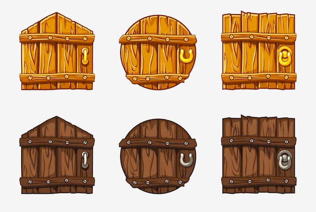 Cartoon Wooden Door, assets for Game