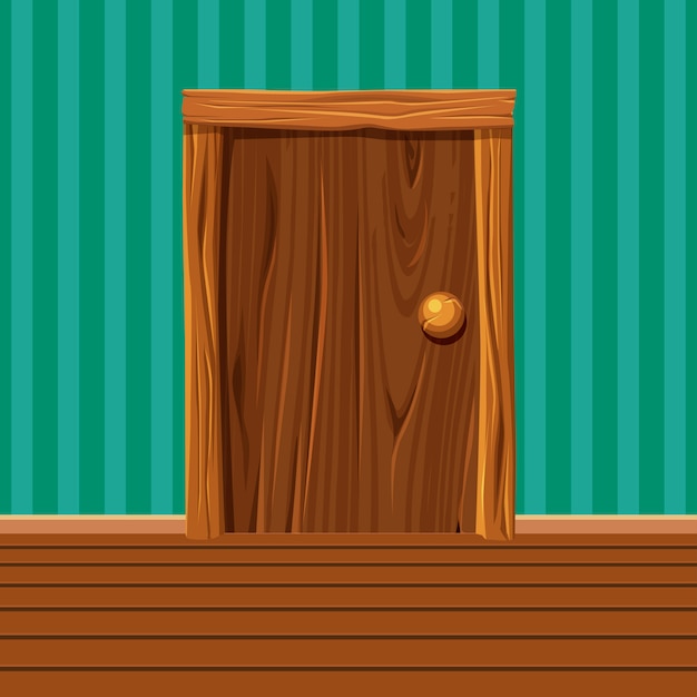 Cartoon wooden old door