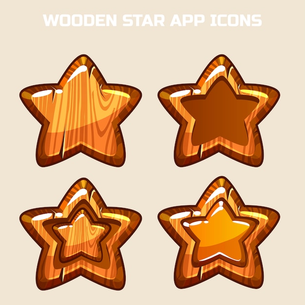 Cartoon wooden stars in different threads