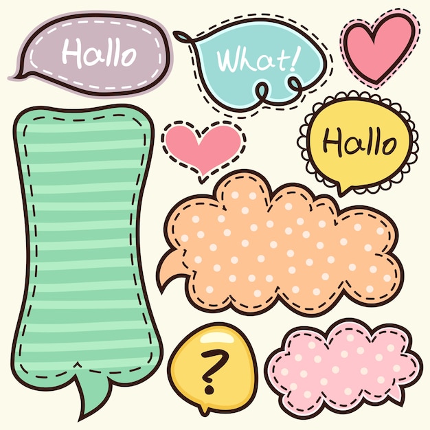 Vector cartoon words label cute doodle