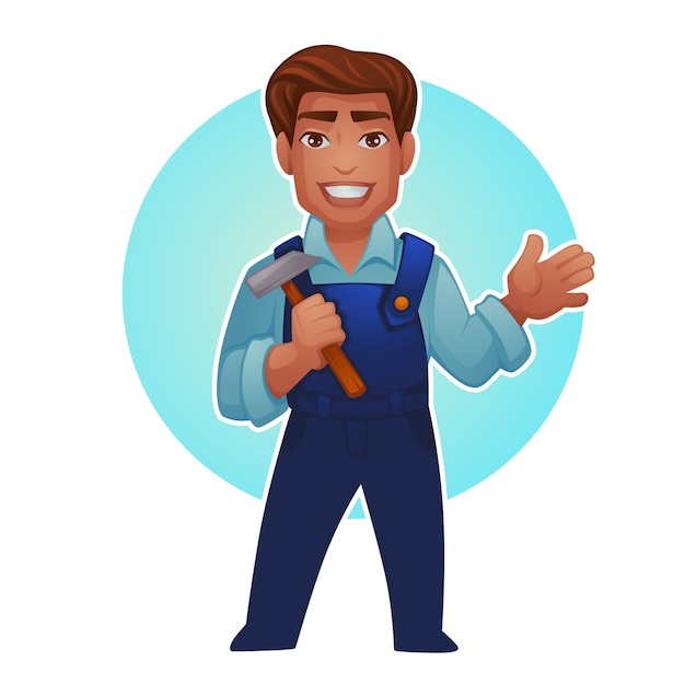 Vector cartoon worker,  proffessional man for your mascot