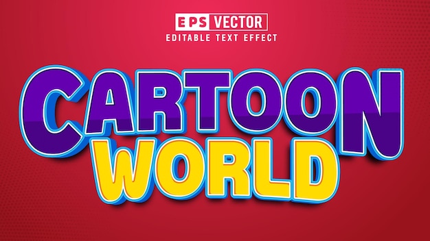 Cartoon World 3d Editable Text Effect Vector With Background