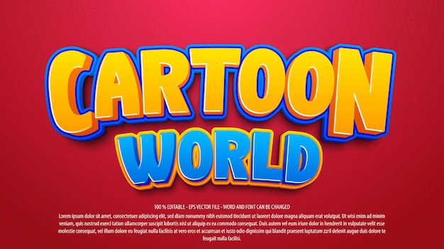 Cartoon world 3d style editable text effect