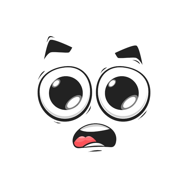 Vector cartoon wow face funny surprised or shocked emoji