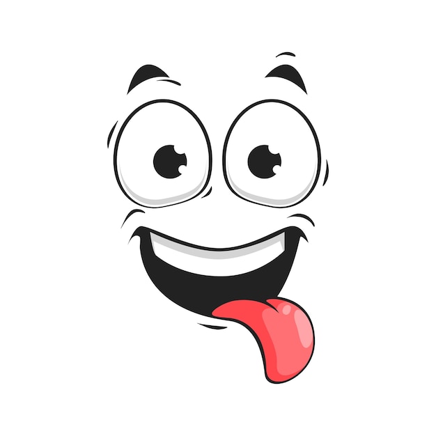 Cartoon wow face smile vector emoji open mouth
