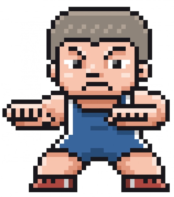 Giocatore di wrestling cartoon - pixel design