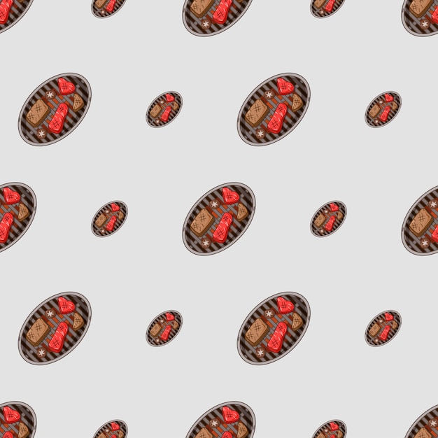 Cartoon yakiniku japanese food seamless pattern on colorful background