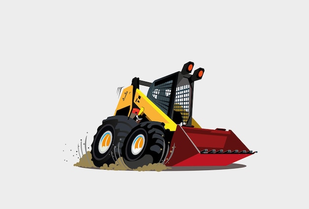 A cartoon of yellow bulldozer vector illustration