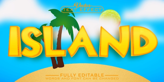 Cartoon yellow island vector editable text effect template