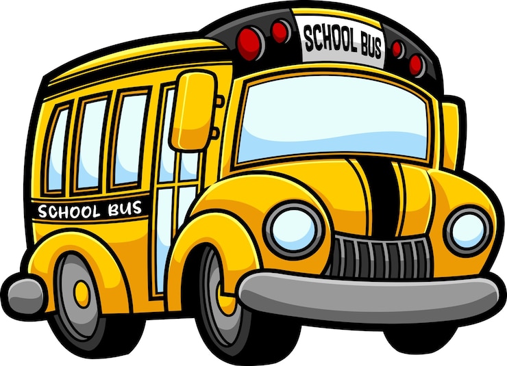 वेक्टर cartoon yellow school bus. vector hand drawn illustration isolated on transparent background