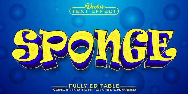 Cartoon Yellow Sponge Vector Editable Text Effect Template