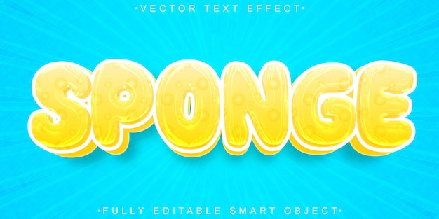 Cartoon yellow sponge vector fully editable smart object text effect