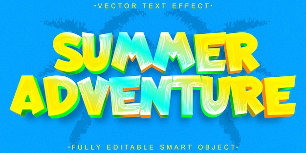 Вектор Карикатура желтое летнее приключение вектор полностью редактируемый умный объект текстовый эффект