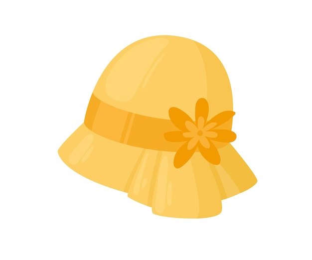 Vector cartoon yellow women's retro hat vector illustration female  accessory