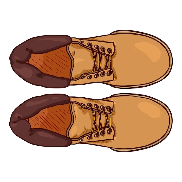 Cartoon Yellow Work Boots Vector Illustration