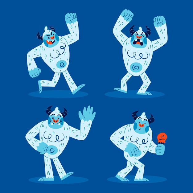 Vector cartoon yeti abominable snowman illustration