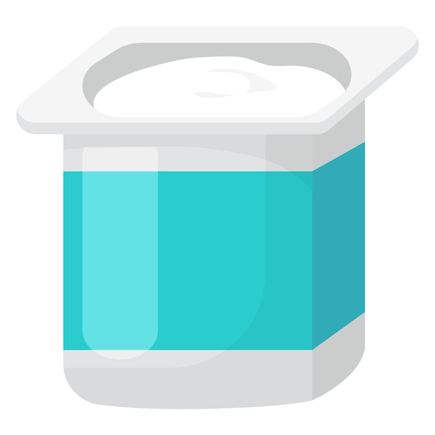 Vettore illustrazione vettoriale del coperchio di una tazza di yogurt cartoni animati di prodotti lattiero-caseari alimento sano snack lattiericola sigillato