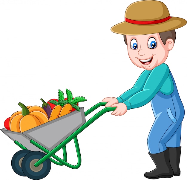 Vector cartoon young farmer