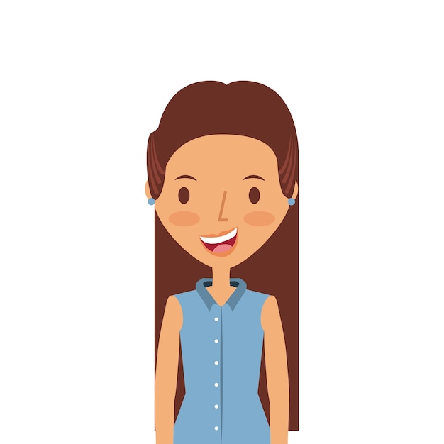 Vector cartoon young girl icon