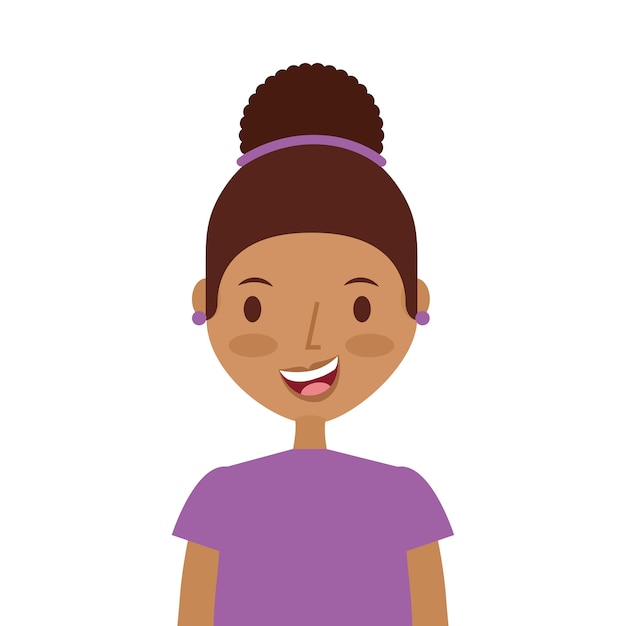 Vector cartoon young girl icon